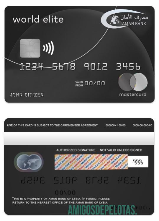 Libya Aman Bank Mastercard World Elite Card template